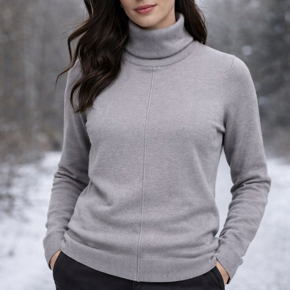 Banana Republic women’s Merino Wool Turtleneck Sweater Light Grey Sz XS $85